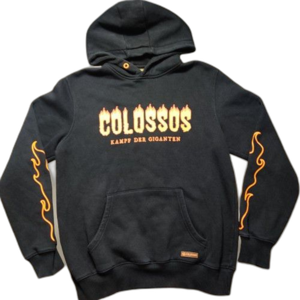 Colossos Hoodie Black Flame Graphic Kampf Der Giganten Cotton Blend Size S